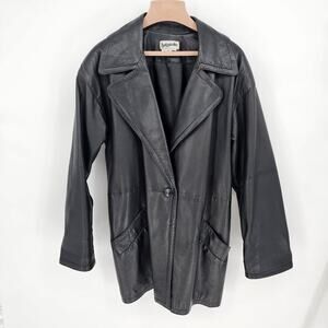 VTG Bagatelle 100% Leather Biker Moto Coat Large Goth Grunge Matrix Mob Wife